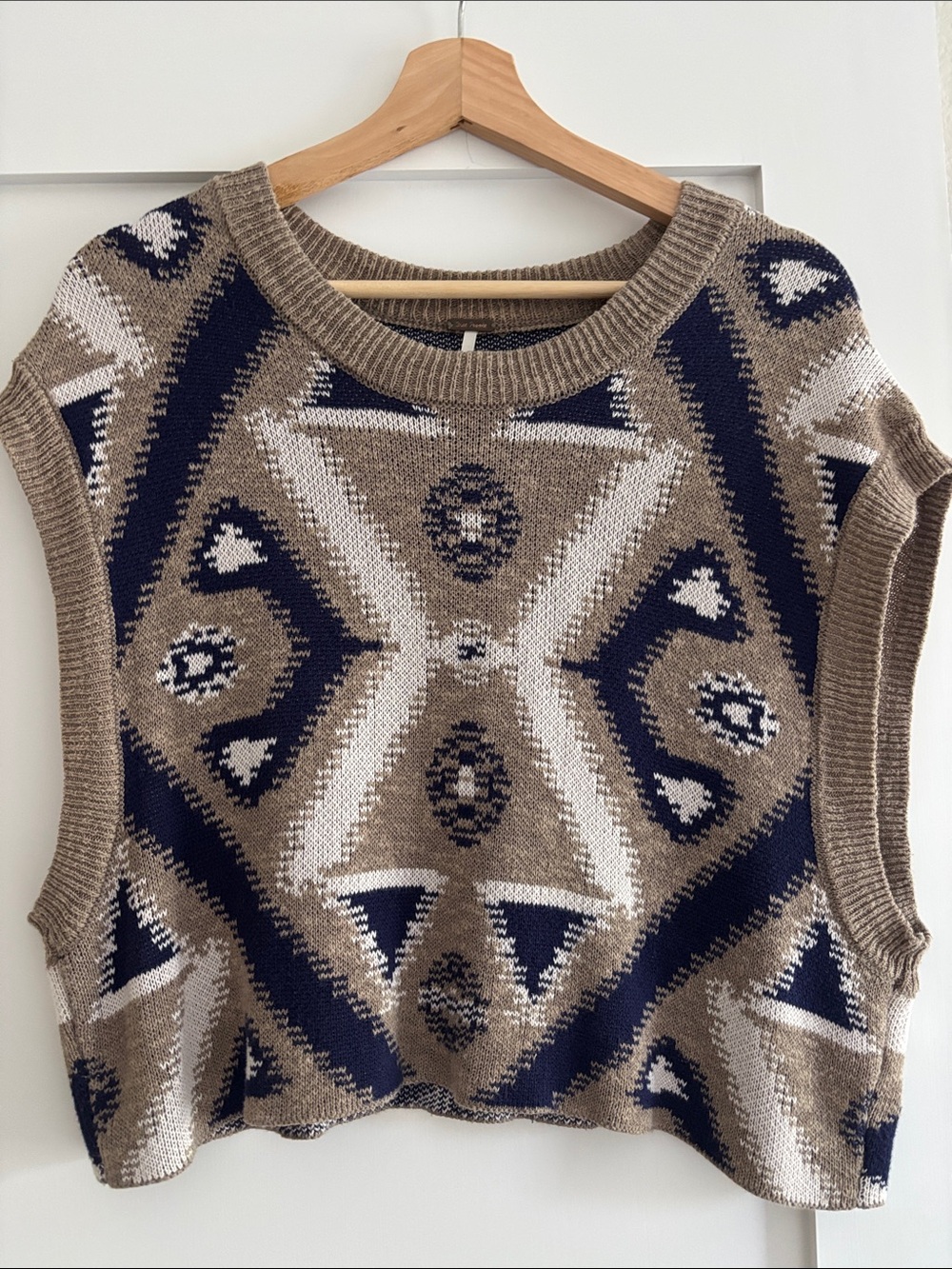 Free People Geometric Knit Sleeveless Sweater Vest